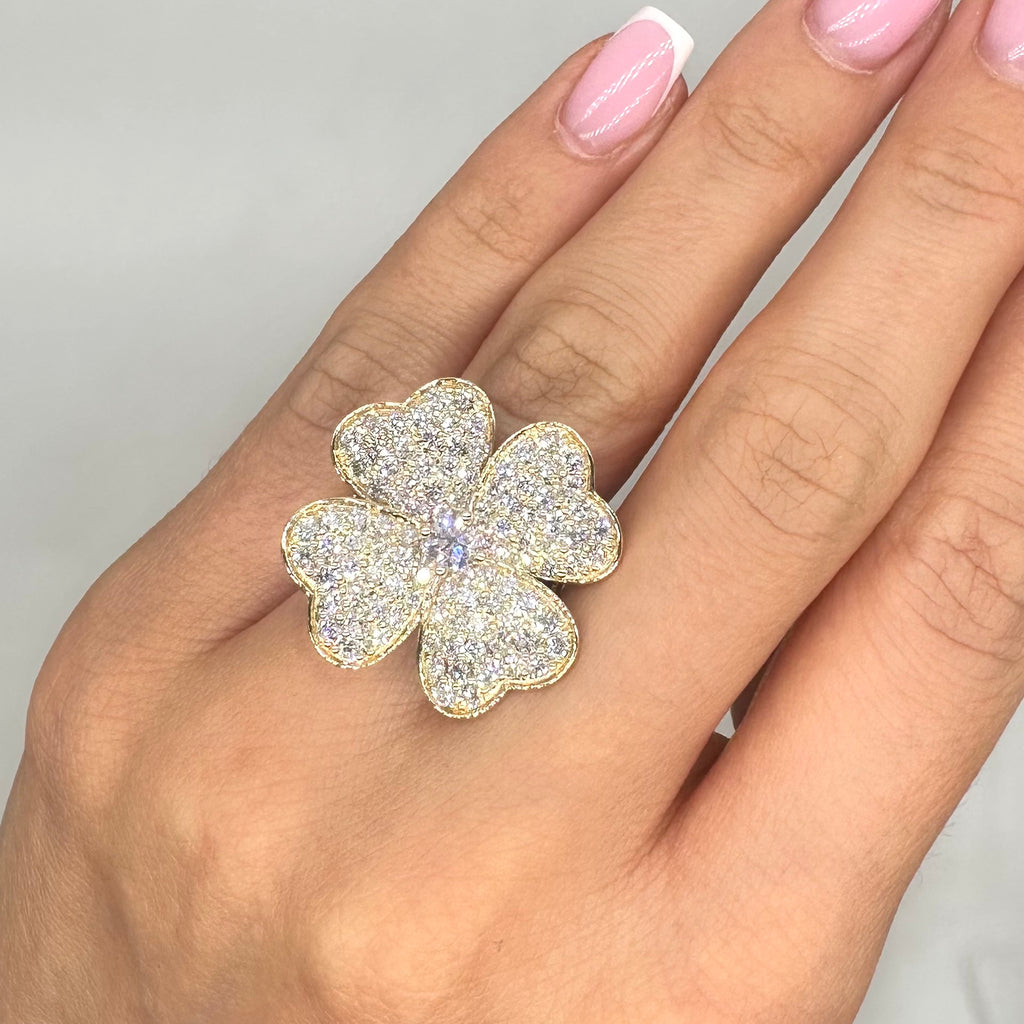 14K Yellow Gold Diamond Clover Ring – 3.41CT Diamonds PJR4705-010