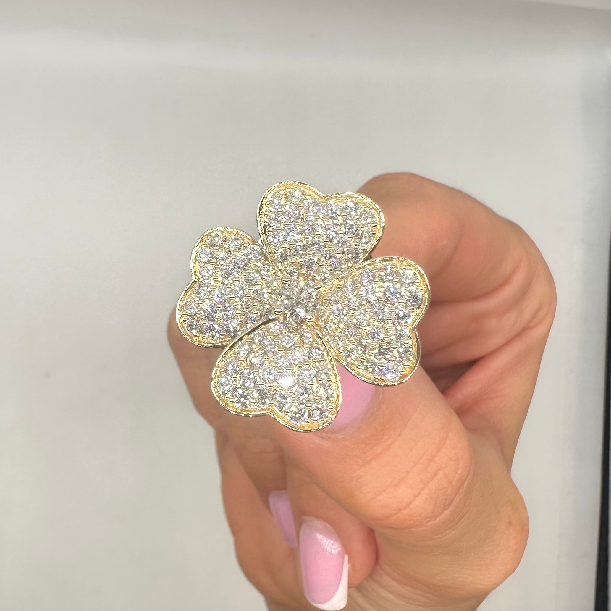 14K Yellow Gold Diamond Clover Ring – 3.41CT Diamonds PJR4705-010