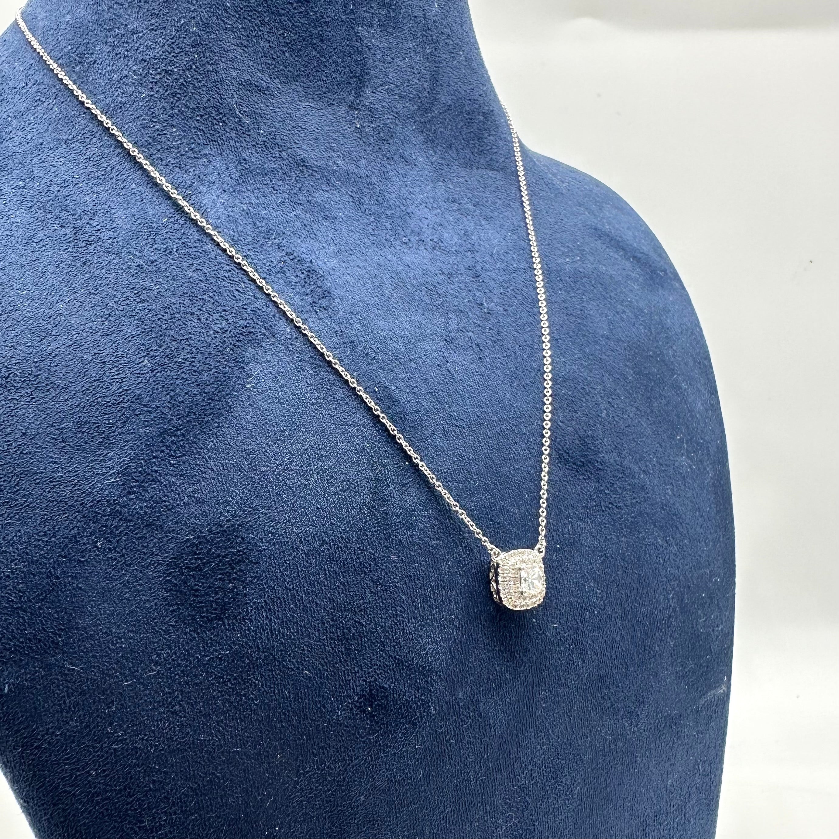 18K White Gold 0.50 CT Diamond Pendant Necklace IJJJ