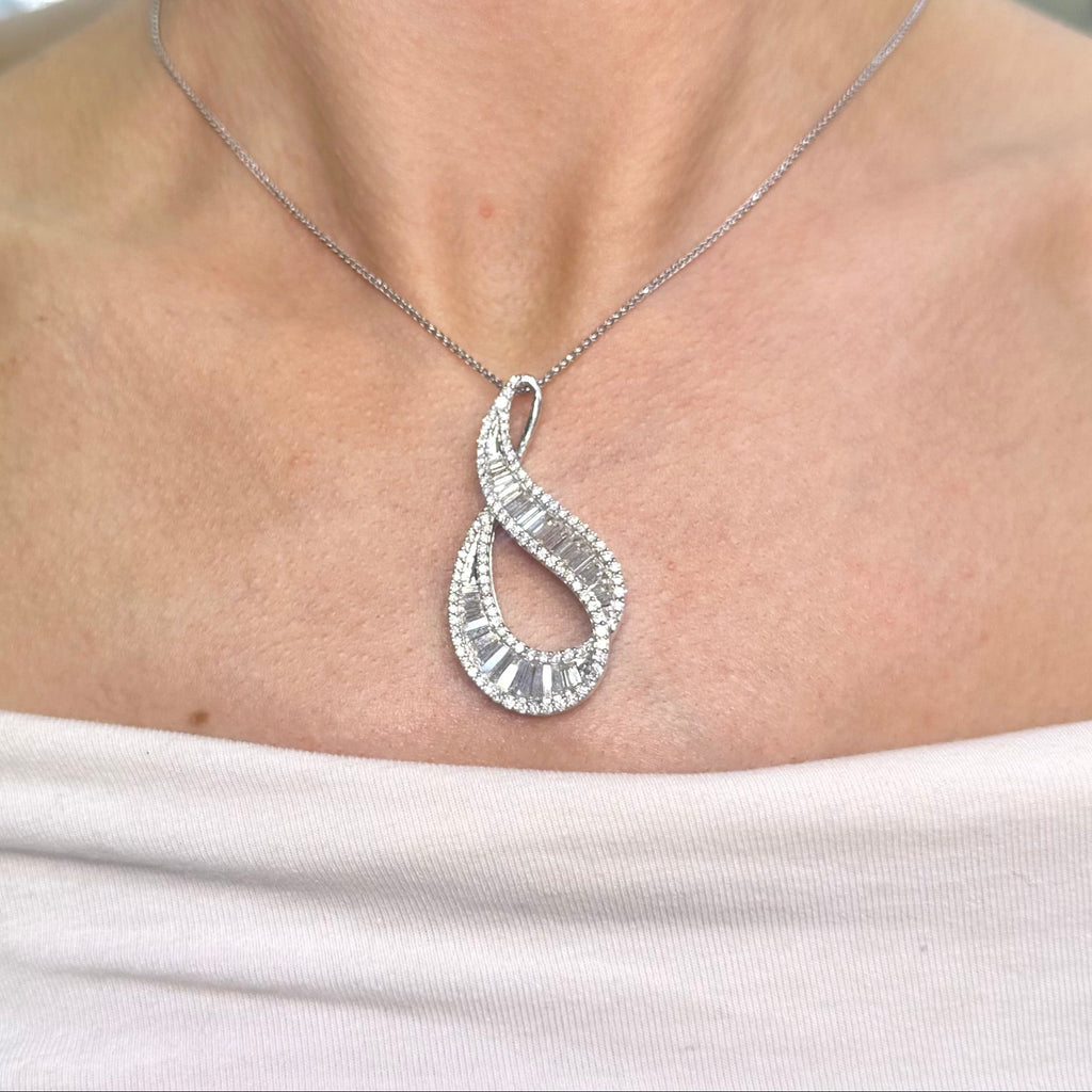14K White Gold Diamond Teardrop Pendant Necklace – 2.20CT Diamonds DP043 GNJJ