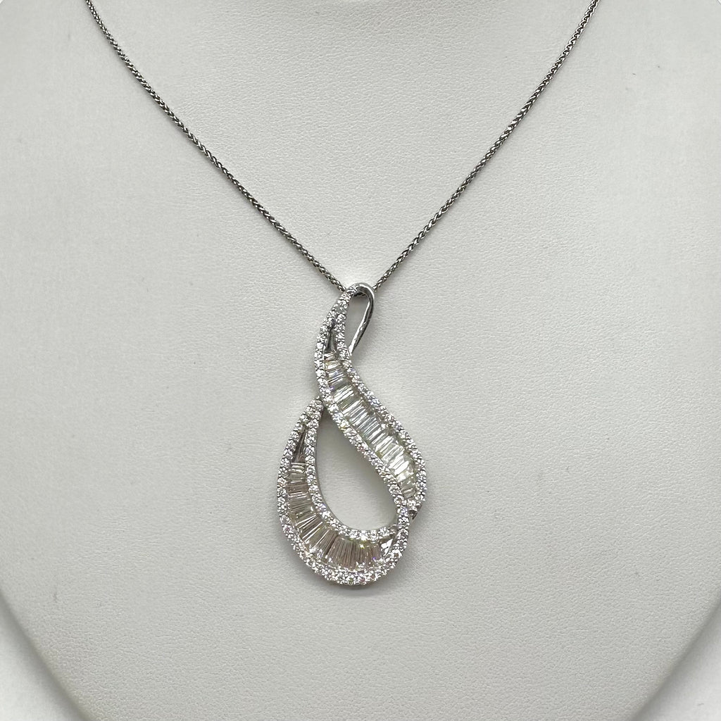 14K White Gold Diamond Teardrop Pendant Necklace – 2.20CT Diamonds DP043 GNJJ