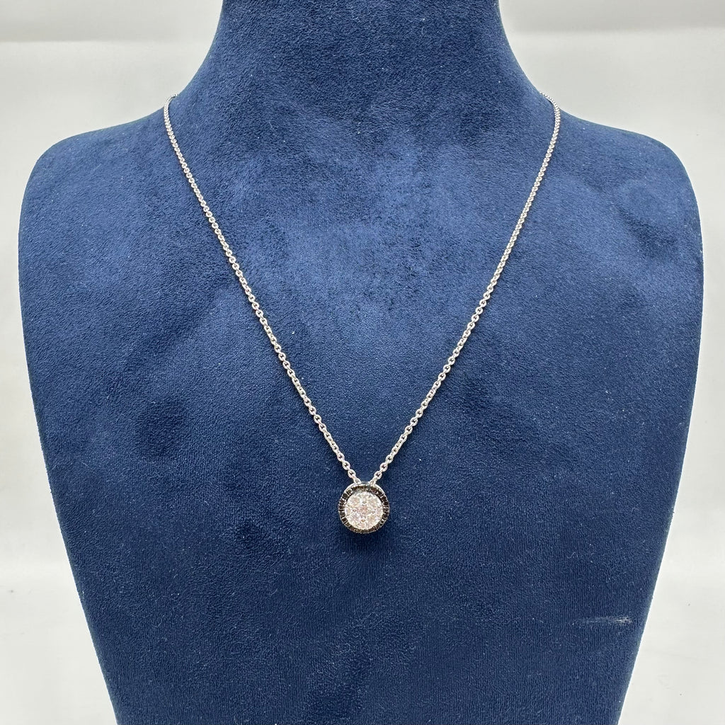 18K White Gold Black & White Diamond Pendant Necklace – 0.55 CT Total Diamond Weight ZTJ