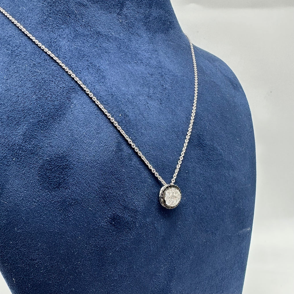 18K White Gold Black & White Diamond Pendant Necklace – 0.55 CT Total Diamond Weight ZTJ