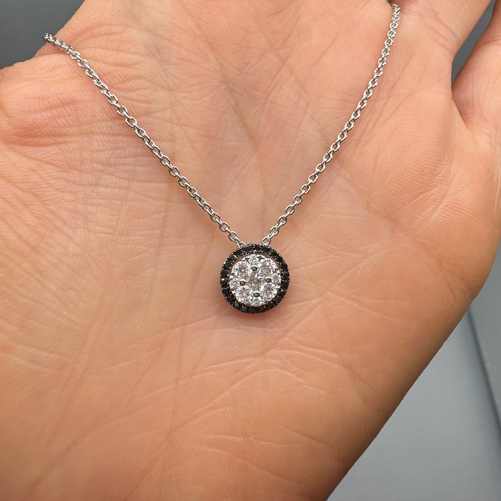 18K White Gold Black & White Diamond Pendant Necklace – 0.55 CT Total Diamond Weight ZTJ