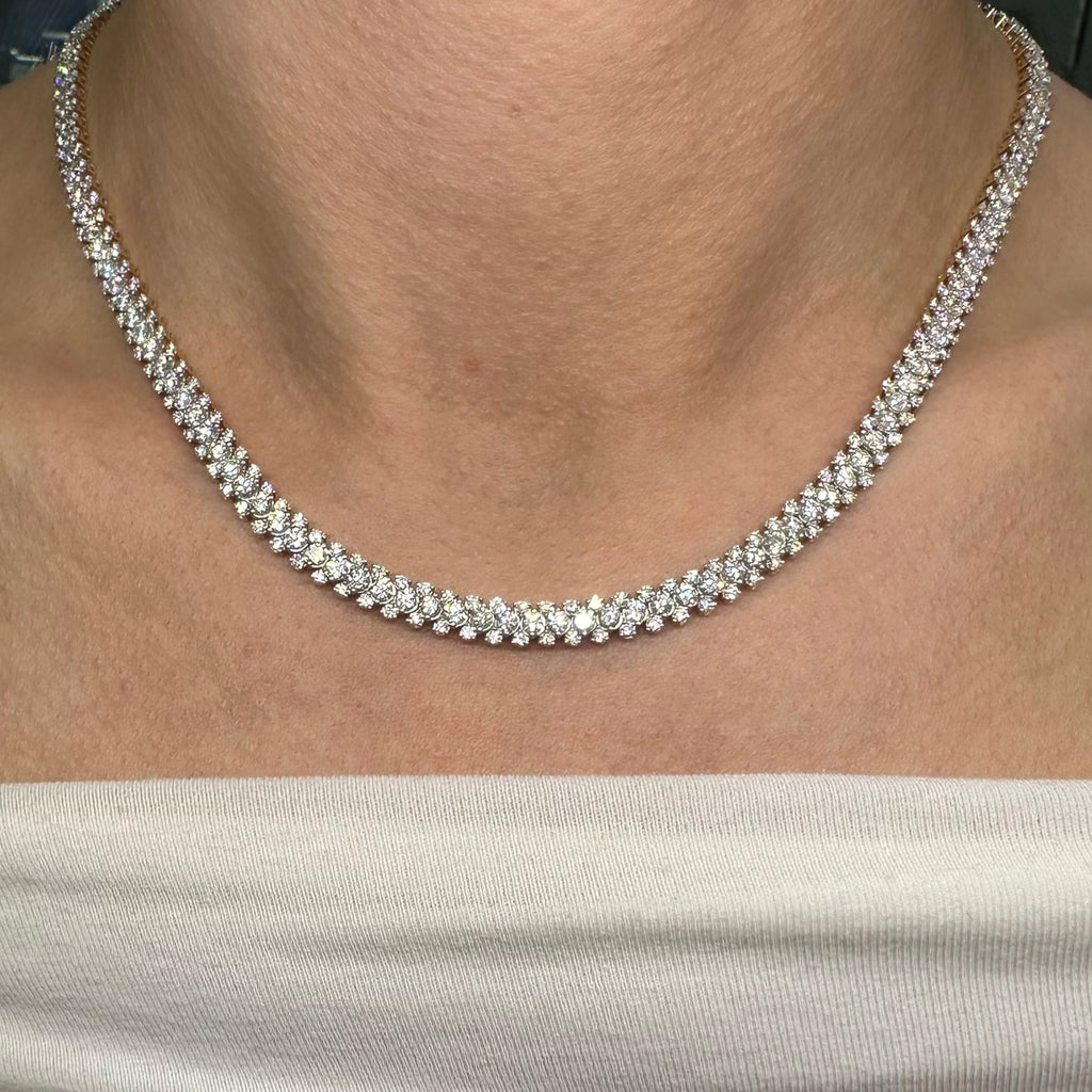 14K Yellow Gold  Diamond Tennis Necklace