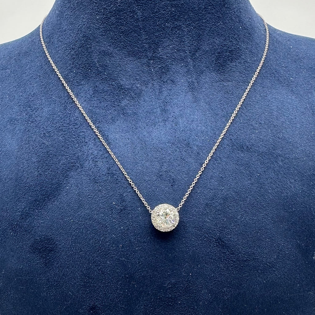 14K White Gold Round Diamond Pendant Necklace – 1.30 CT DP001 GTJJ