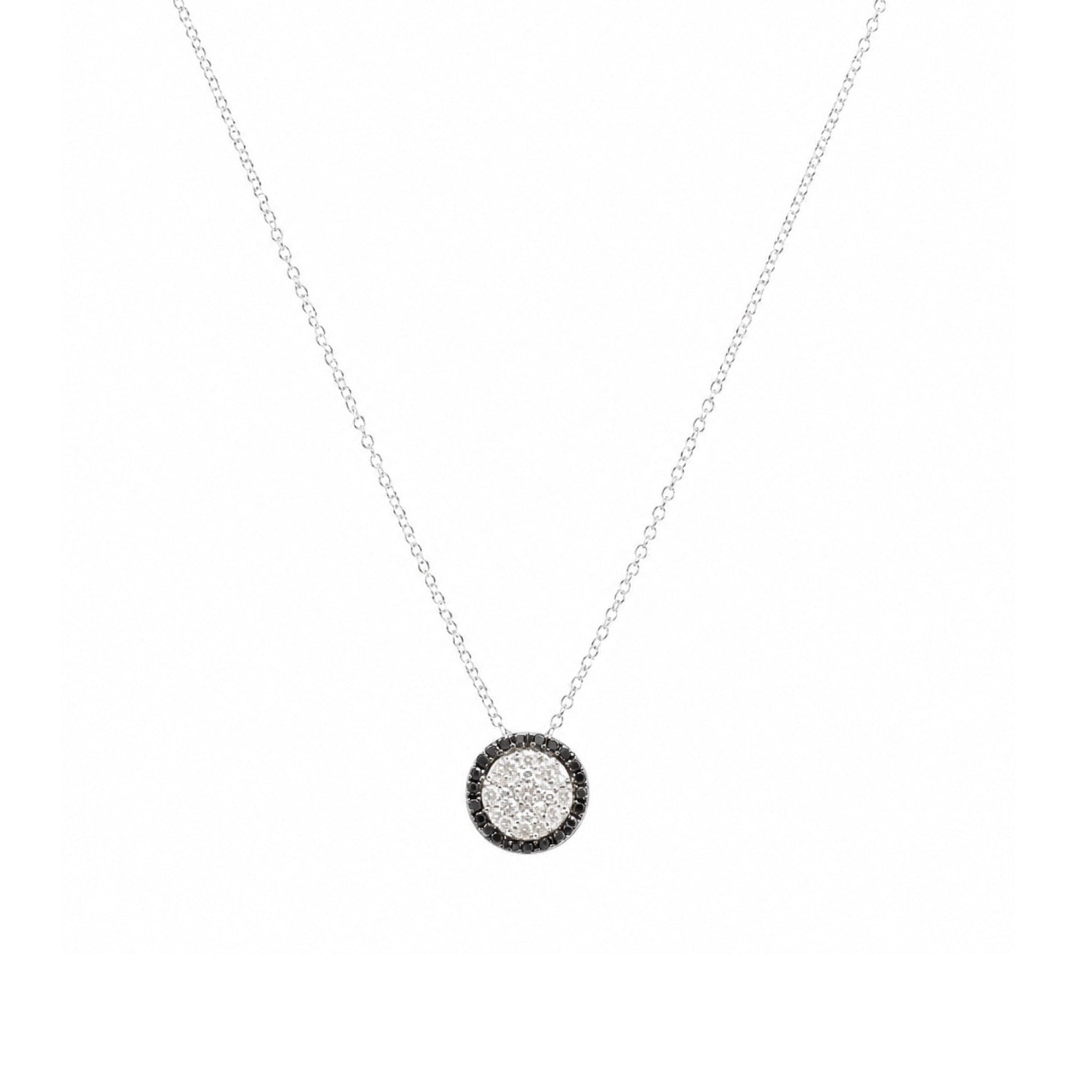 18K White Gold Black & White Diamond Pendant Necklace – 0.55 CT Total Diamond Weight ZTJ