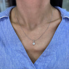 14K White Gold Round Diamond Halo Pendant Necklace – 0.75CT DP0031 INJJ