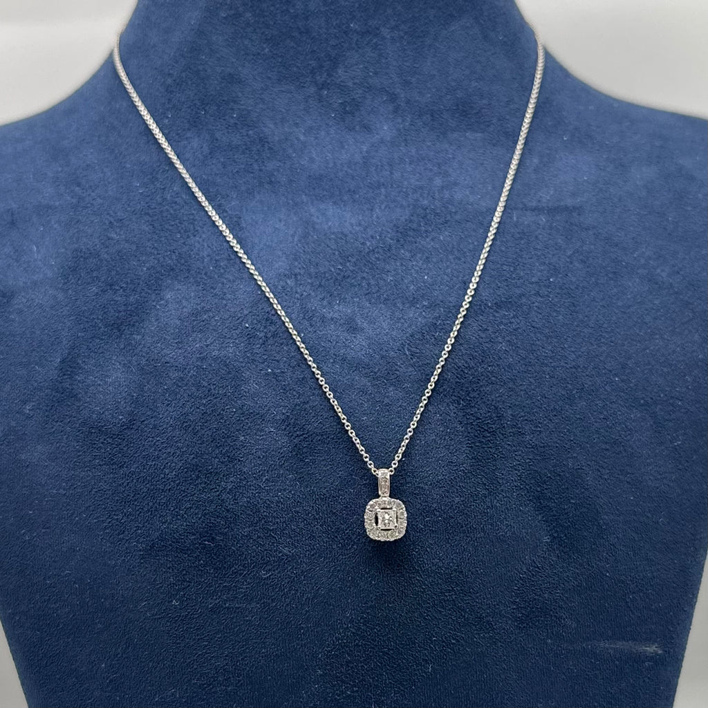 14K White Gold Diamond Pendant Necklace – 0.30 CT Total Diamonds GTJ