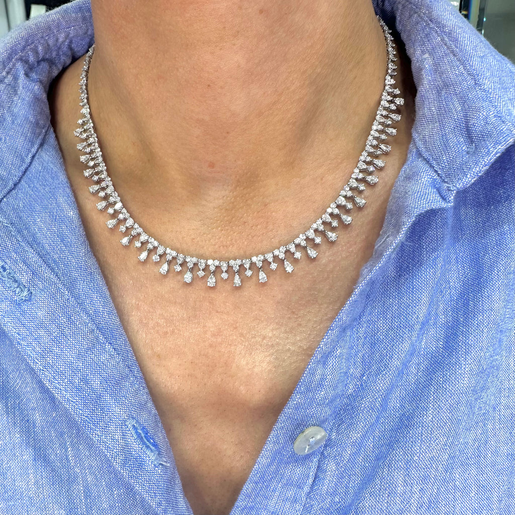 18K White Gold 12.78 CT Diamond Necklace DN047 IIJJJ