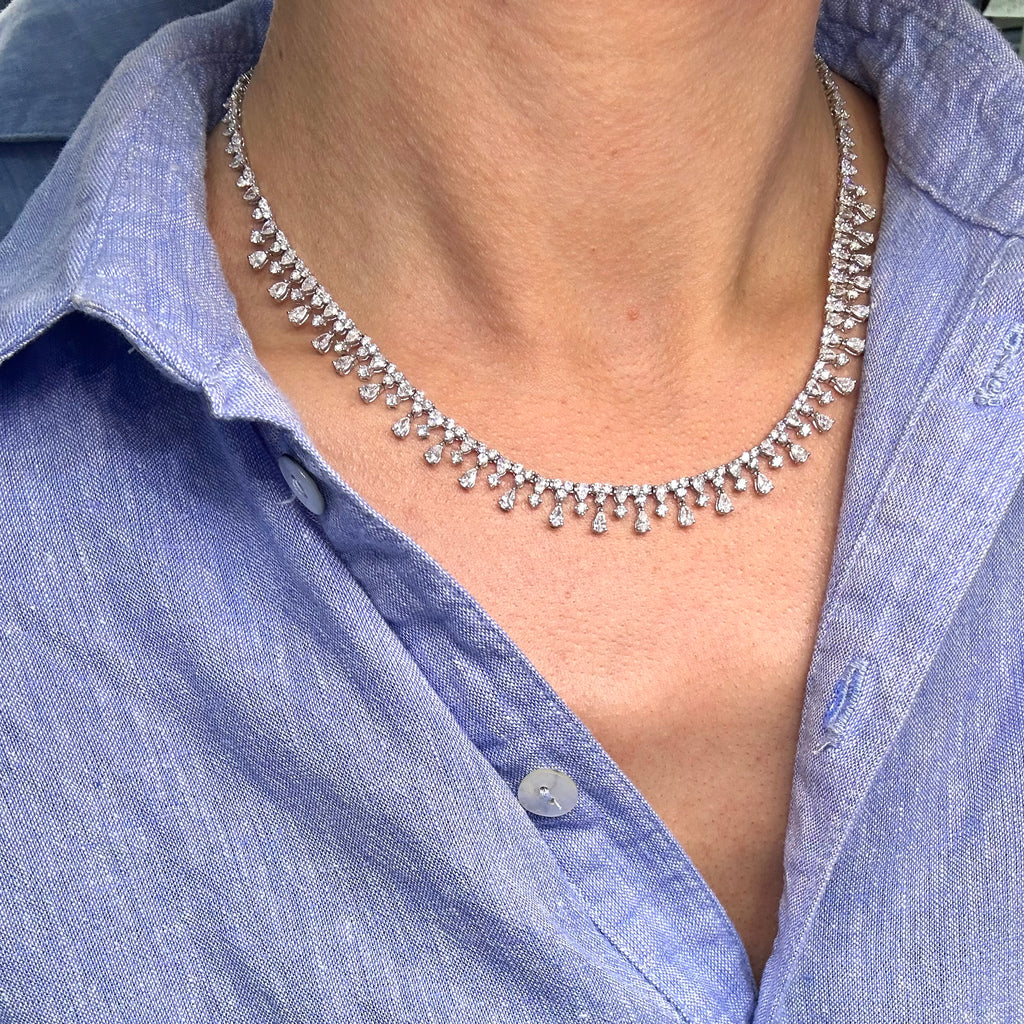 18K White Gold 12.78 CT Diamond Necklace DN047 IIJJJ