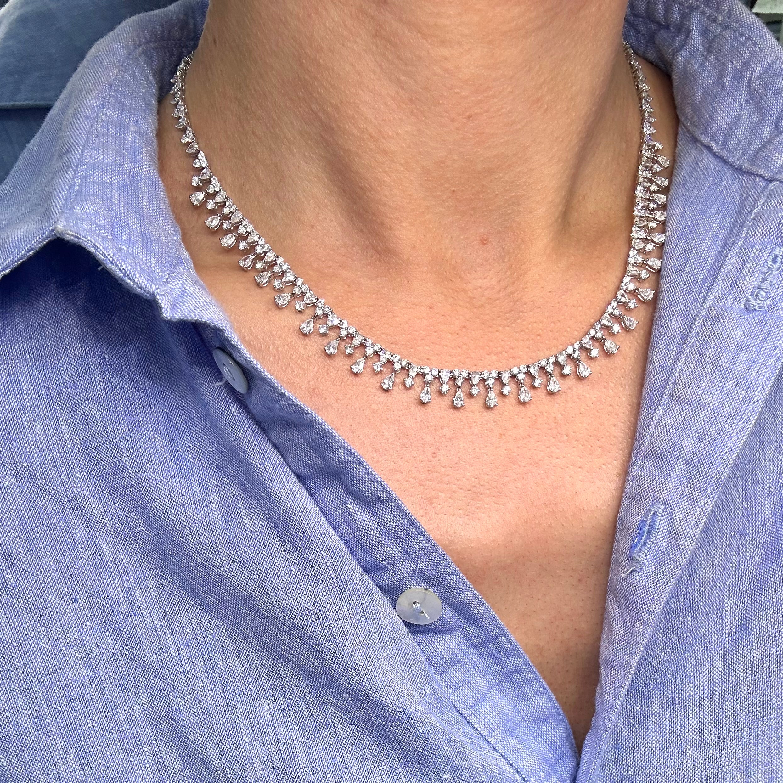 18K White Gold 12.78 CT Diamond Necklace DN047 IIJJJ