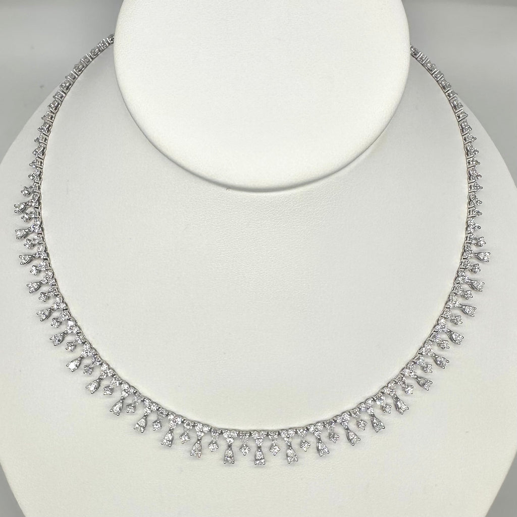 18K White Gold 12.78 CT Diamond Necklace DN047 IIJJJ