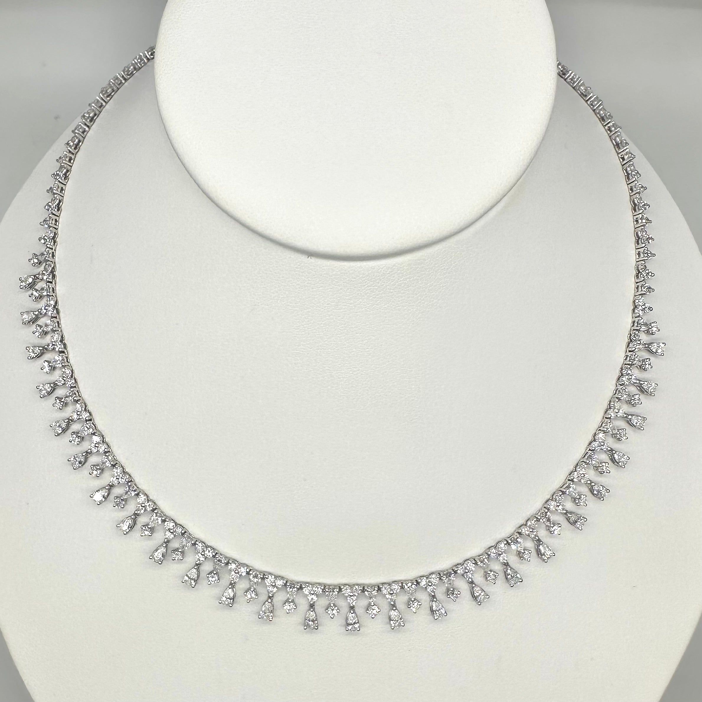 18K White Gold 12.78 CT Diamond Necklace DN047 IIJJJ