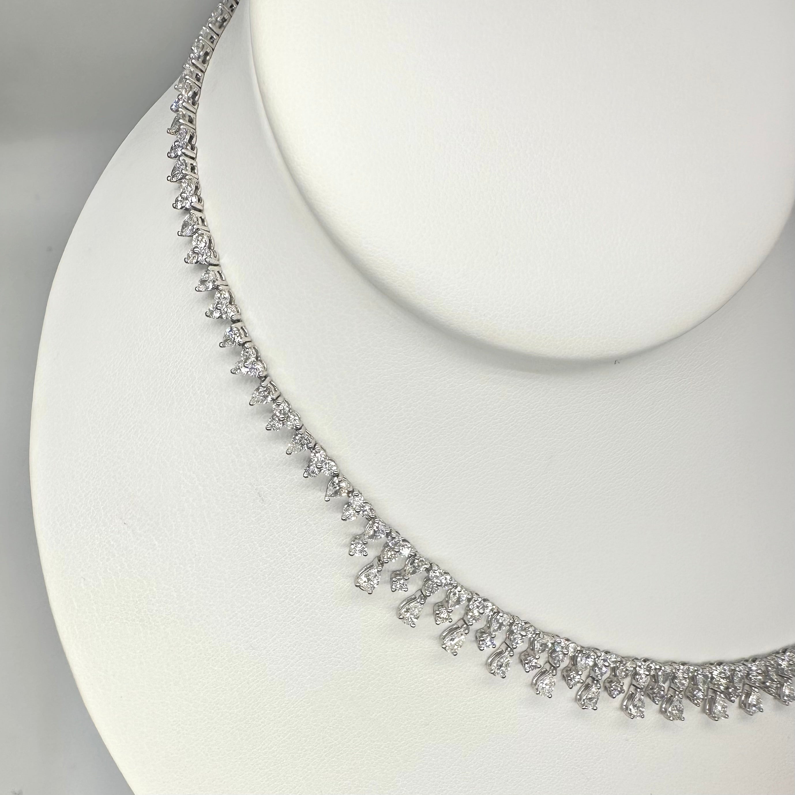 18K White Gold 12.78 CT Diamond Necklace DN047 IIJJJ