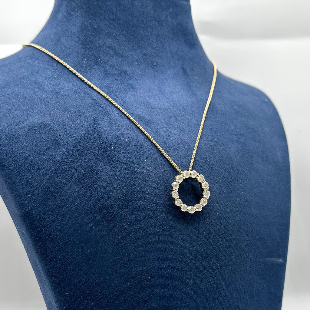 14K Yellow Gold Circle of Love/Life Diamond Pendant Necklace – 2.20CT IGJJ