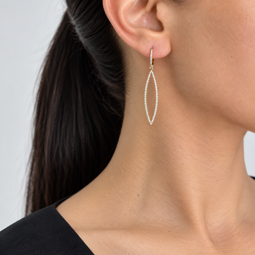 14K Yellow Gold Diamond Drop Earrings