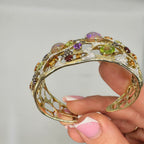14K Yellow Gold Multi-Gemstone Open Cuff Bracelet  DC-BNG11682-12