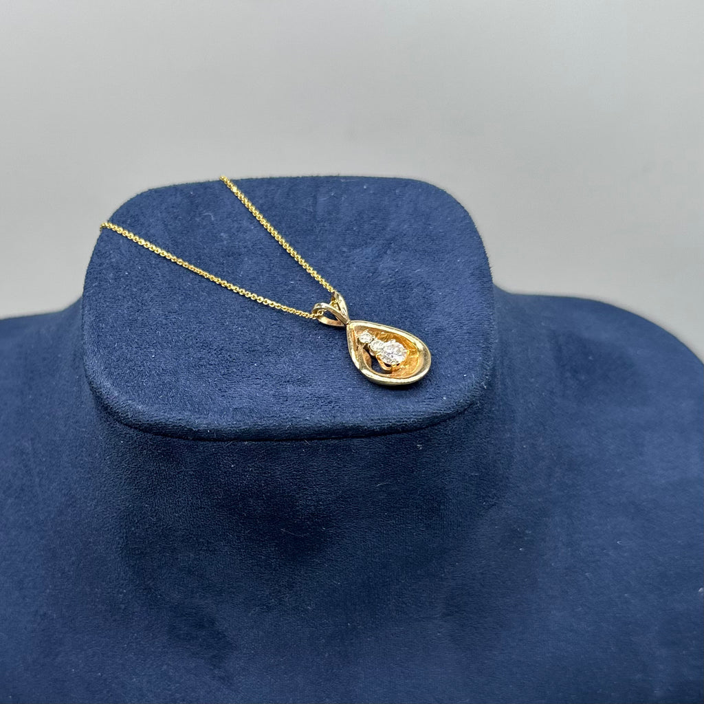 14K Yellow Gold Round Diamond Pendant Necklace – 0.40 CT TJJ