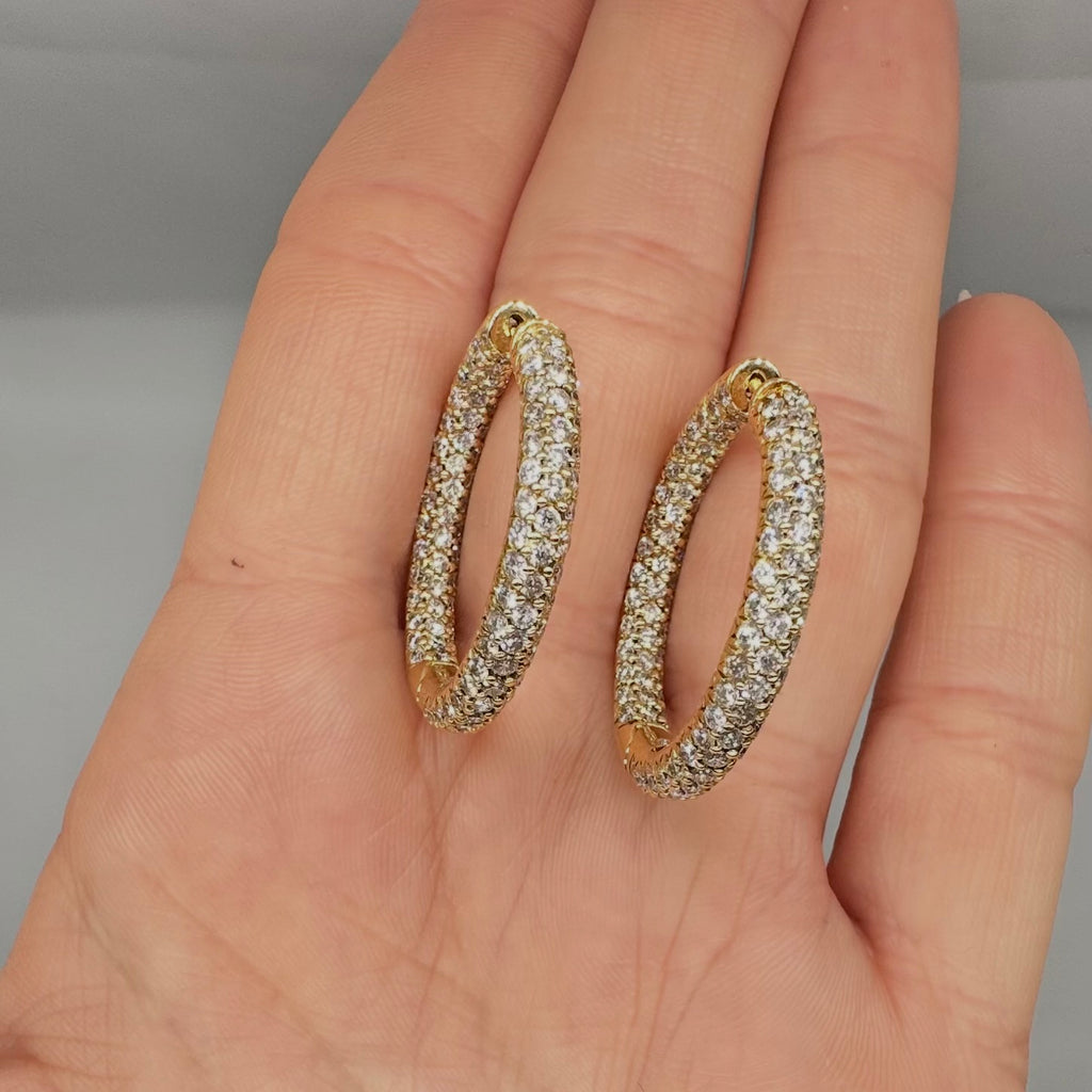 18K Yellow Gold 4.00 CT Diamond Inside-Out Hoop Earrings