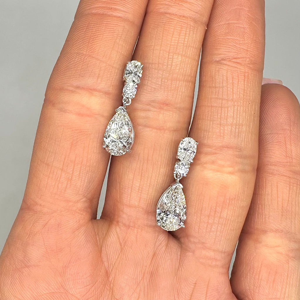 14K White Gold Lab-Grown Diamond Drop Earrings – 5.10ct INJJ