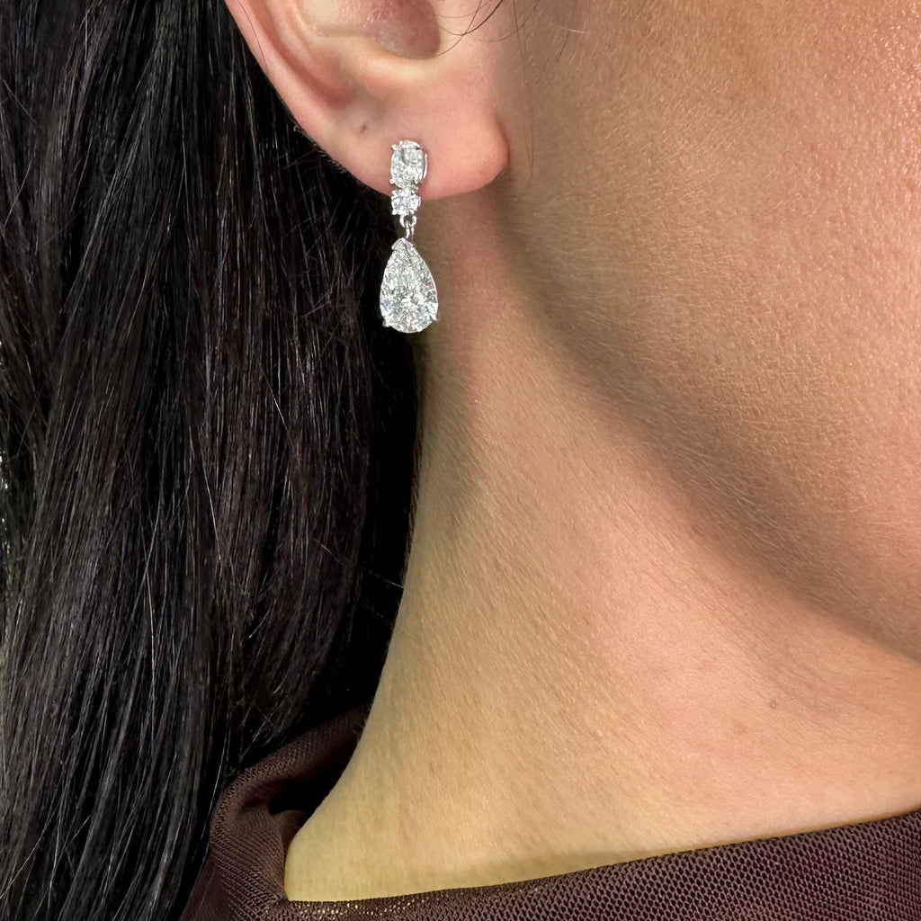 14K White Gold Lab-Grown Diamond Drop Earrings – 5.10ct INJJ