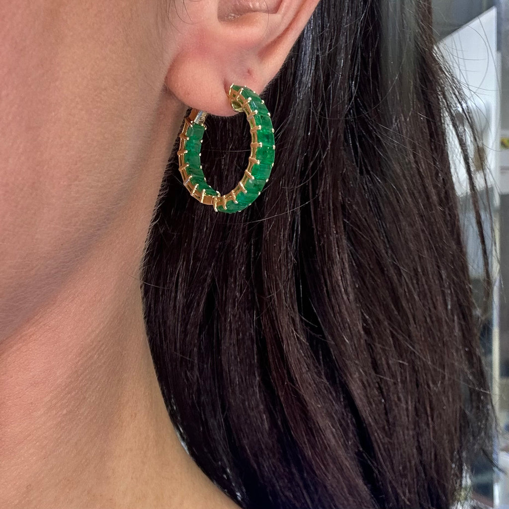 18K Yellow Gold Emerald Earrings – 7.71 CTW KE1331/EM IEST