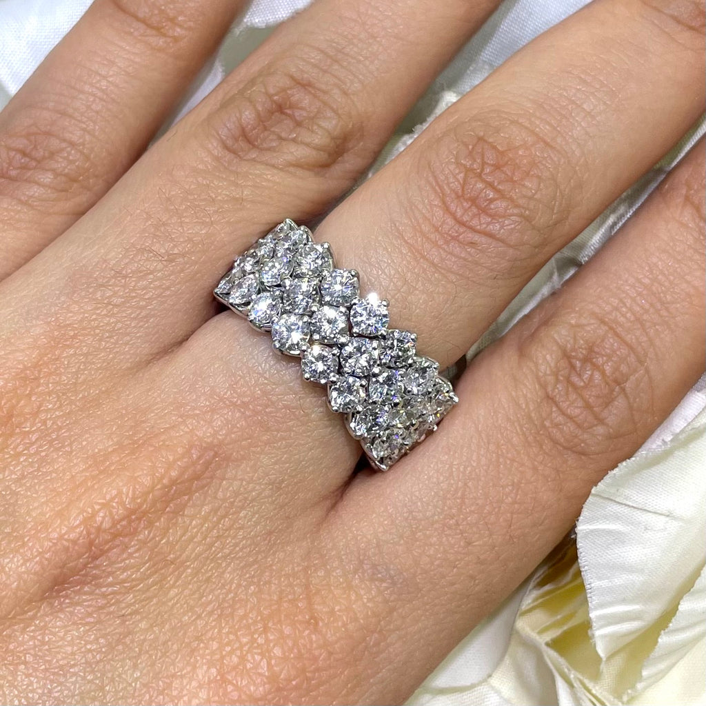 Platinum Round Cut Diamond Eternity Ring – 7.55CT Total Diamonds WB050