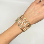 14K Yellow Gold Wide Diamond Bangle Bracelet 5.37CT Round Diamonds PJB6224-001