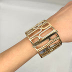14K Yellow Gold Wide Diamond Bangle Bracelet 5.37CT Round Diamonds PJB6224-001