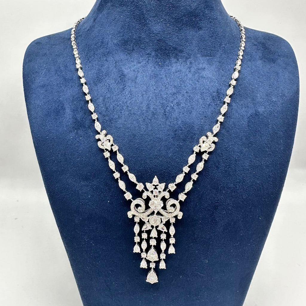 18K White Gold Diamond Necklace – 11.20ct Diamond DN0057 IANJJ