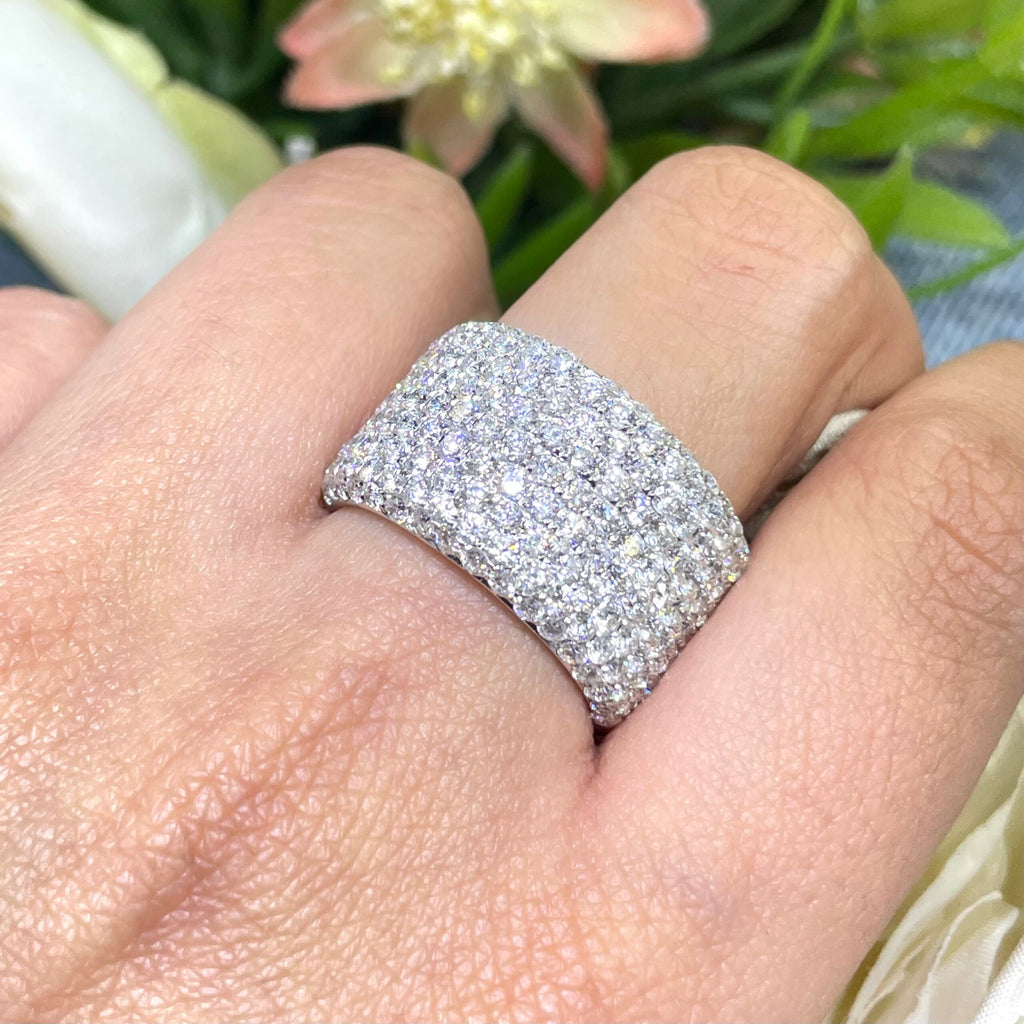 14K White Gold Round Cut Diamond Band Ring – 3.80CT G/VS2 WB331