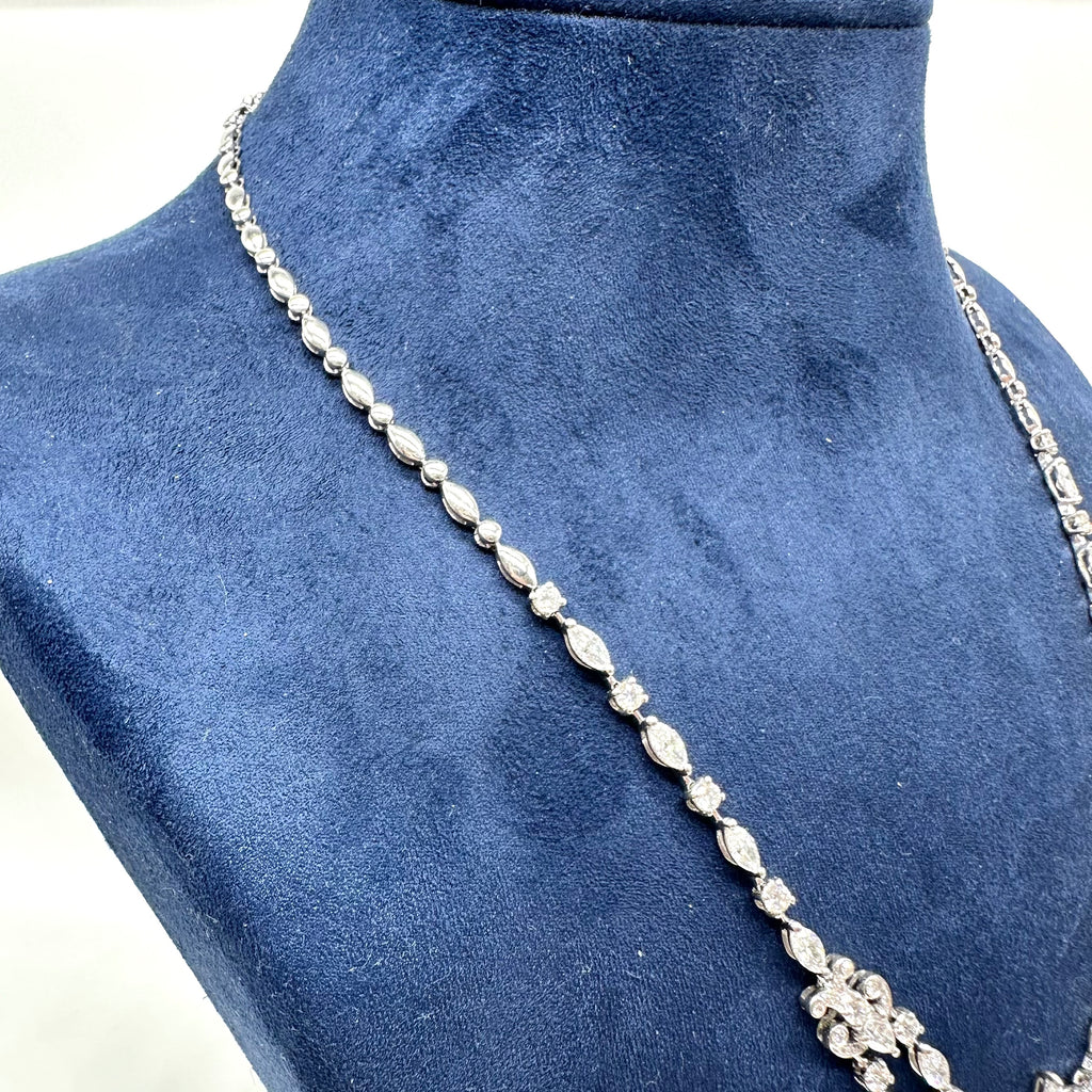 18K White Gold Diamond Necklace – 11.20ct Diamond DN0057 IANJJ