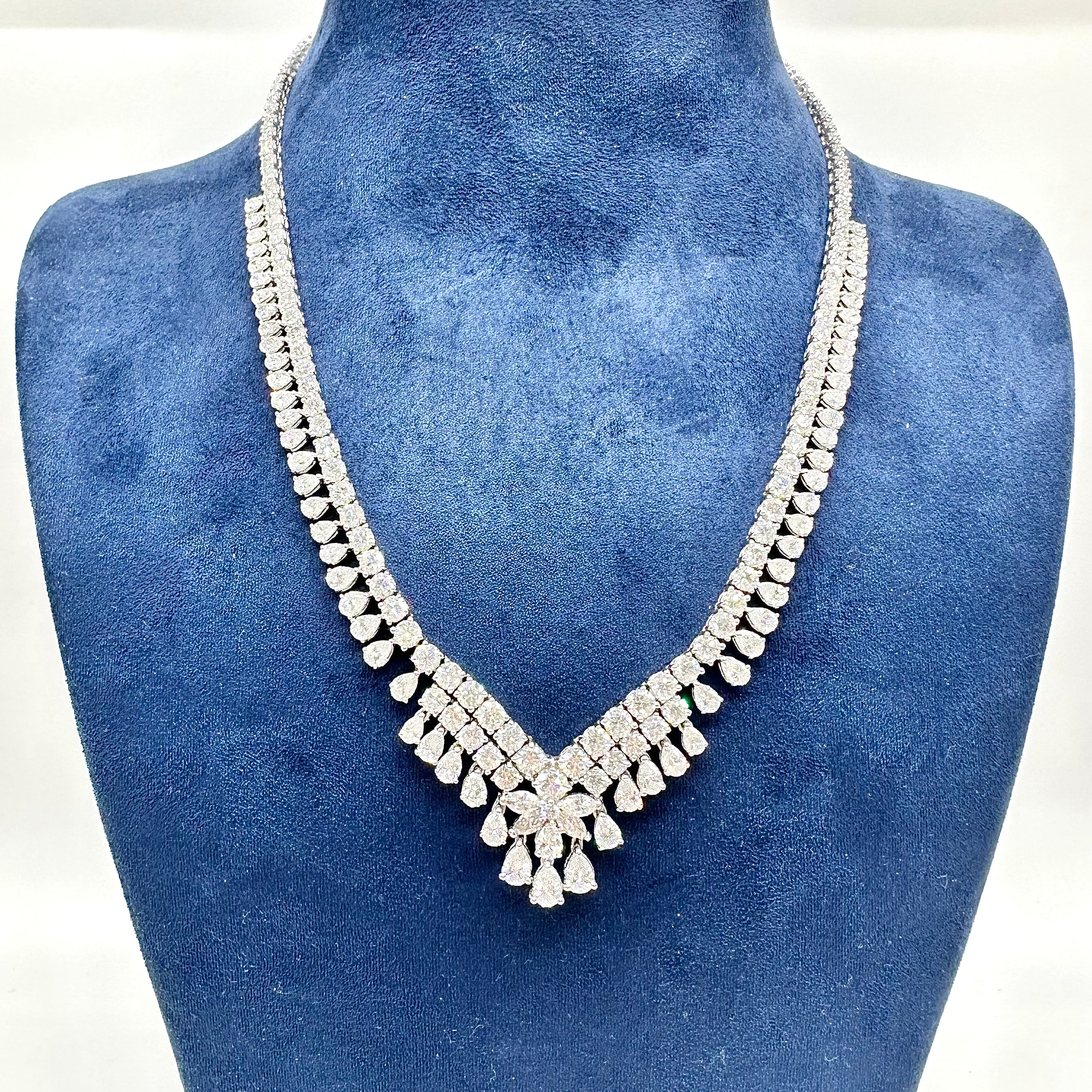18K White Gold Diamond Statement Necklace – 23.83ct Diamonds DN021 IEJJJ