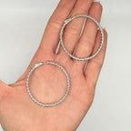 14K White Gold 6.35 CT Round Lab-Grown Diamond Hoop Earrings