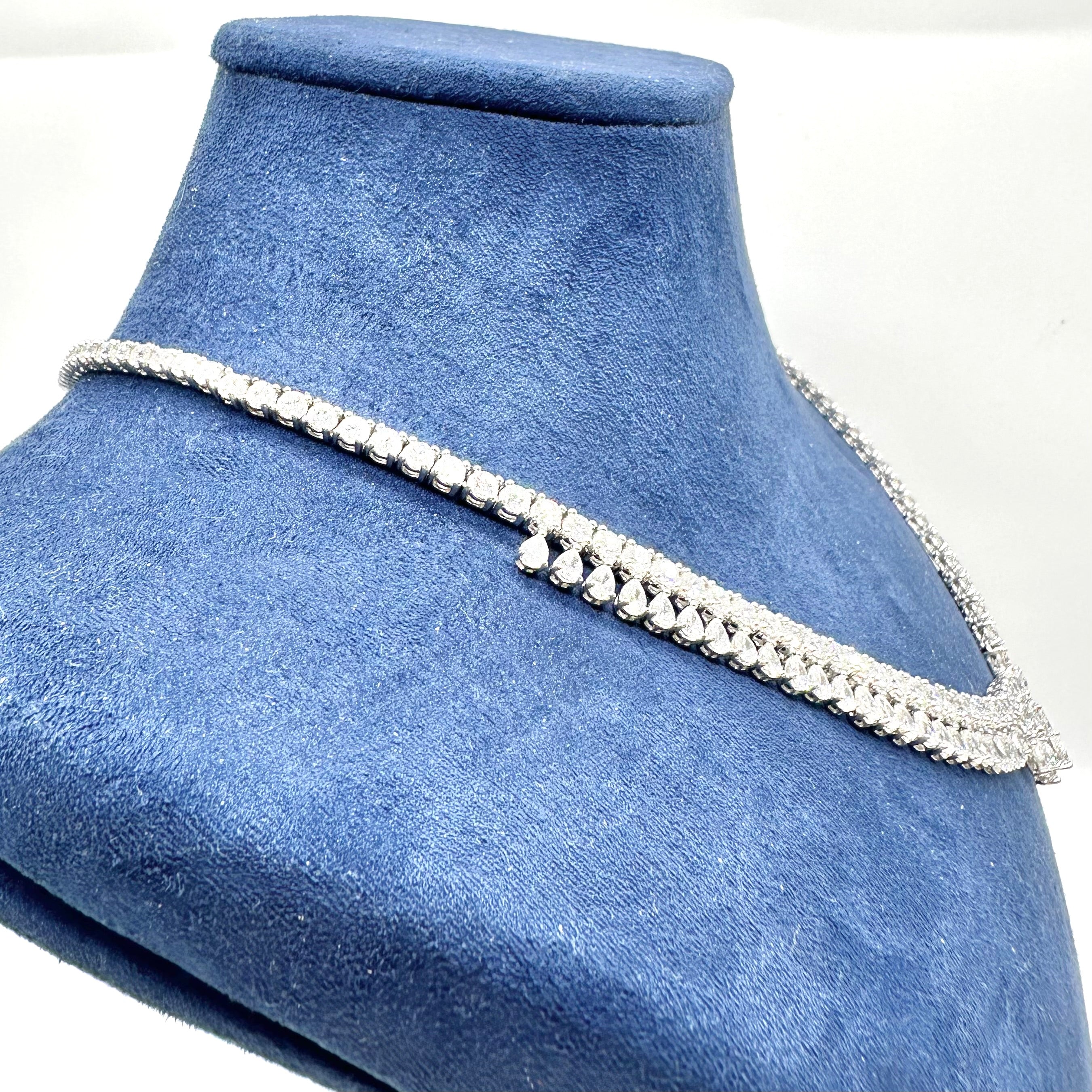 18K White Gold Diamond Statement Necklace – 23.83ct Diamonds DN021 IEJJJ
