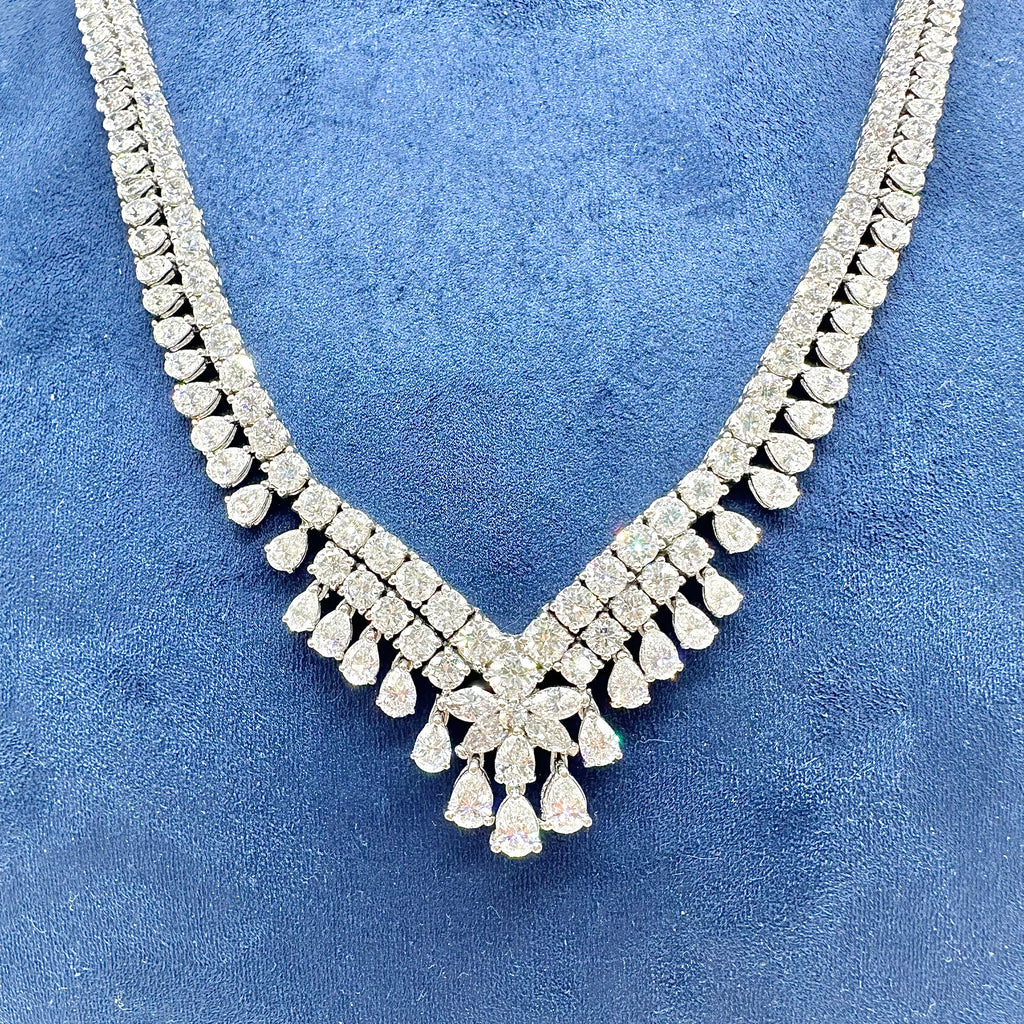 18K White Gold Diamond Statement Necklace – 23.83ct Diamonds DN021 IEJJJ