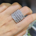 18K White Gold Baguette & Round Diamond Statement Ring – 5.00CT G/VS2-SI1 | WB407