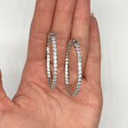 14K White Gold 6.35 CT Round Lab-Grown Diamond Hoop Earrings