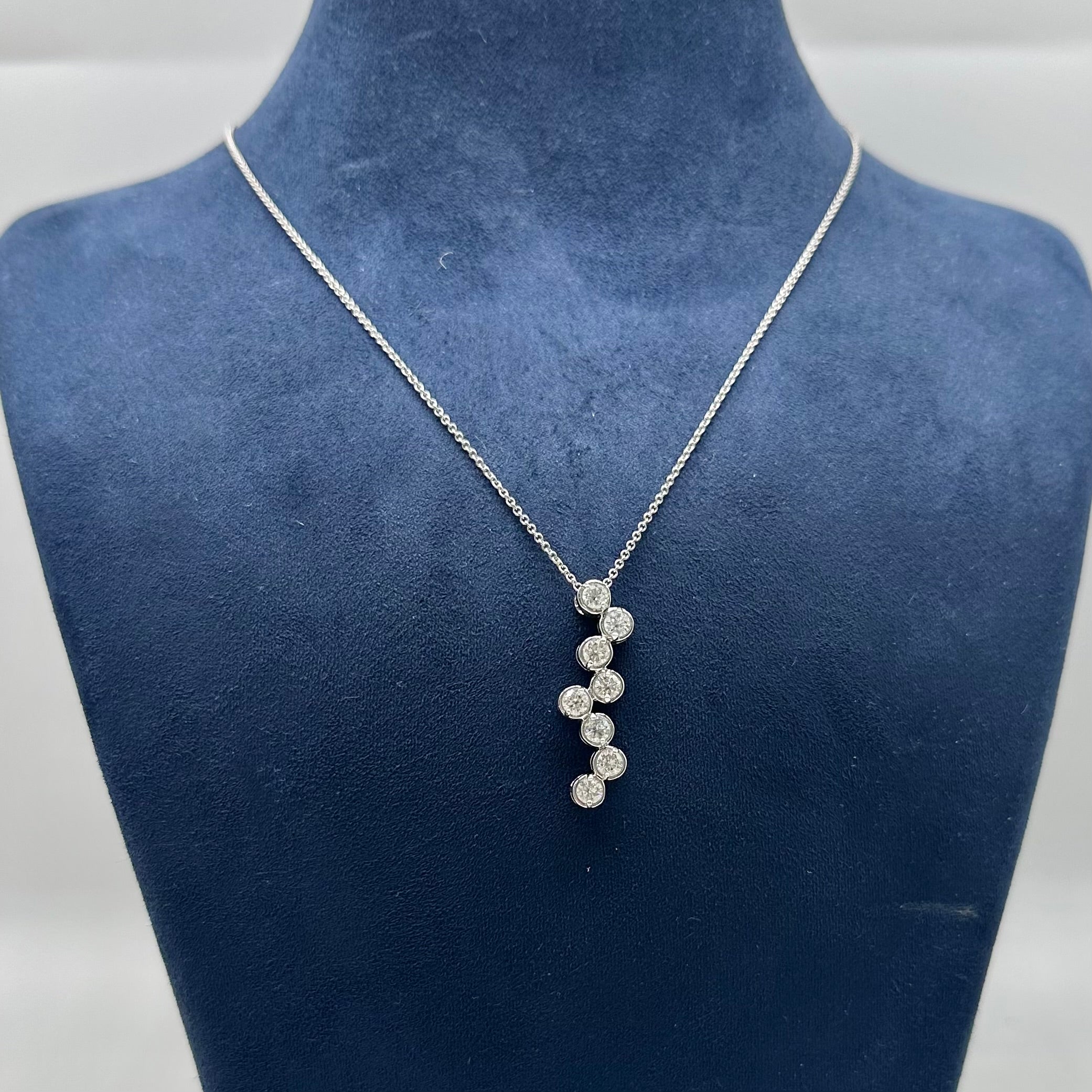 14K White Gold Diamond Necklace – 1.28 CT Diamonds IIJJ