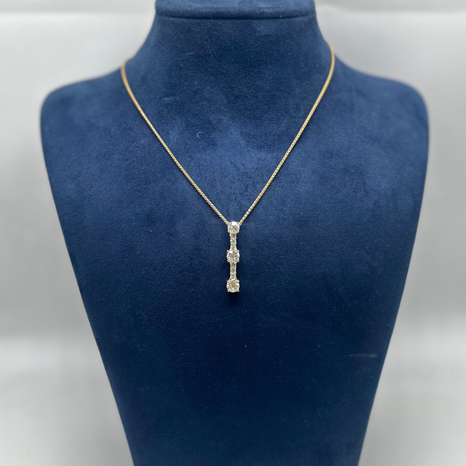 14K Yellow Gold Diamond Pendant Necklace – 2.20 CT Total Diamonds IIJJ