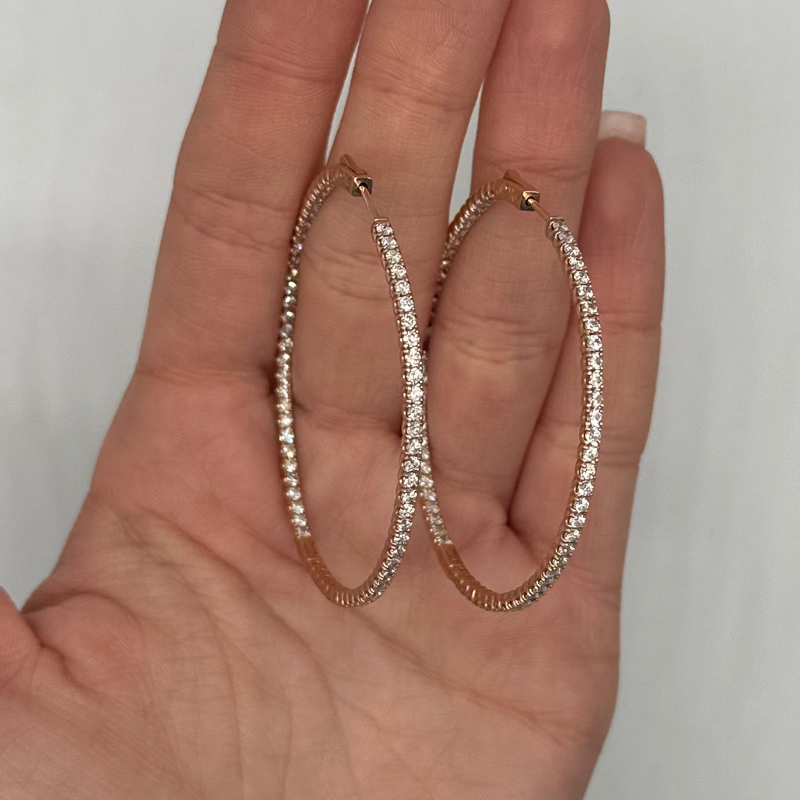 14K Rose Gold 3.75 CT Diamond Hoop Earrings