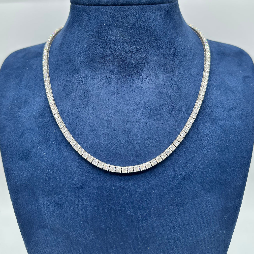 14K White Gold Diamond Tennis Necklace – 12.56 CT Diamonds, 16 Inches PJN5202B-002