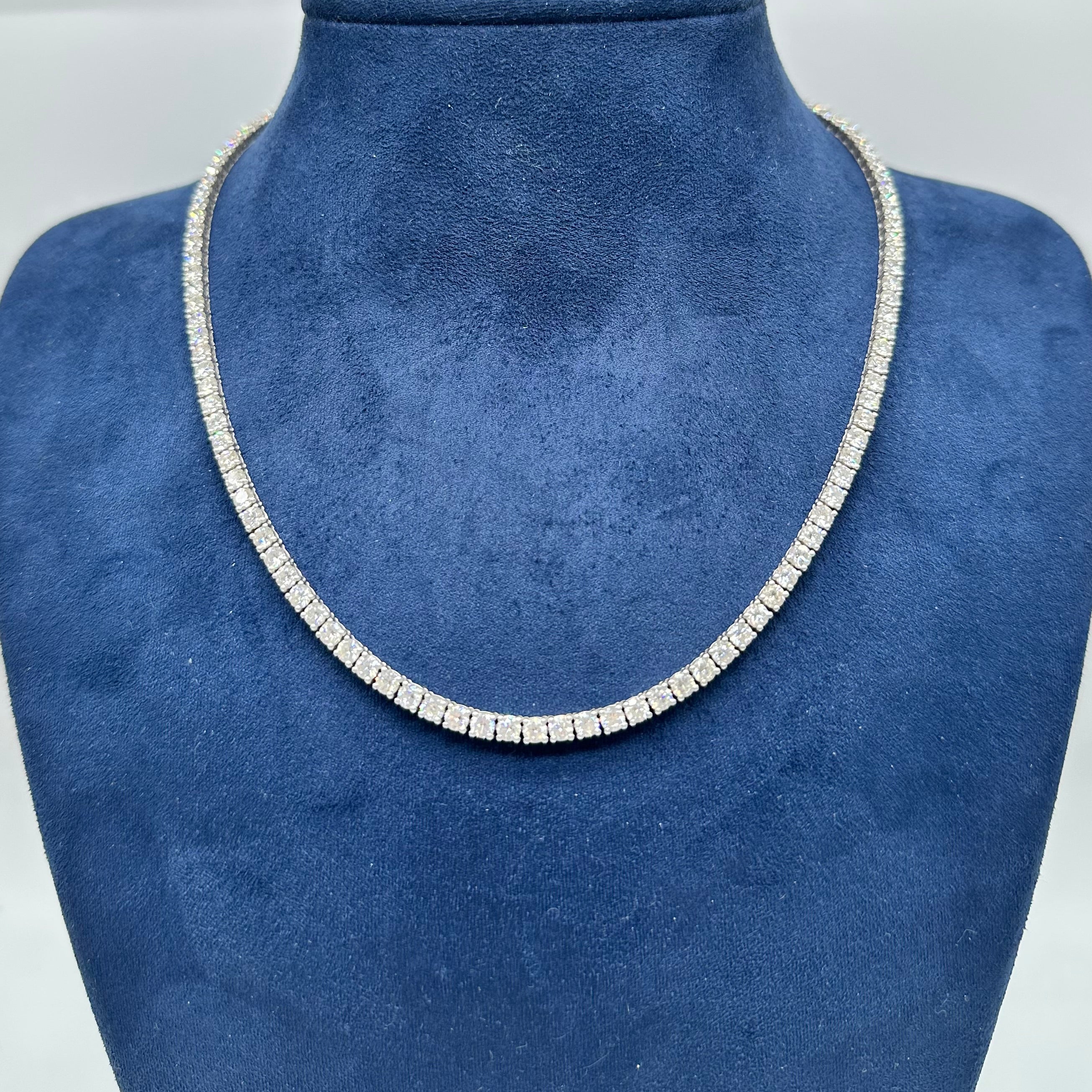 14K White Gold Diamond Tennis Necklace – 12.56 CT Diamonds, 16 Inches PJN5202B-002