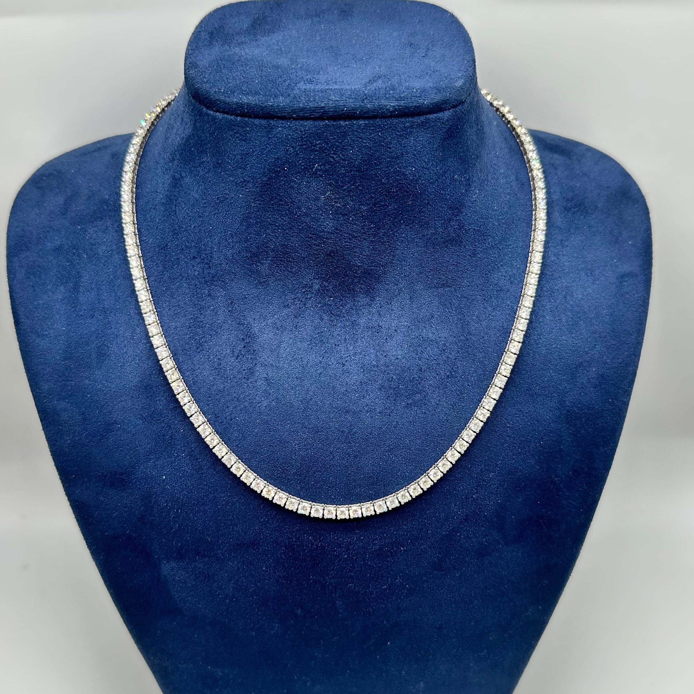 14K White Gold Diamond Tennis Necklace – 12.56 CT Diamonds, 16 Inches PJN5202B-002