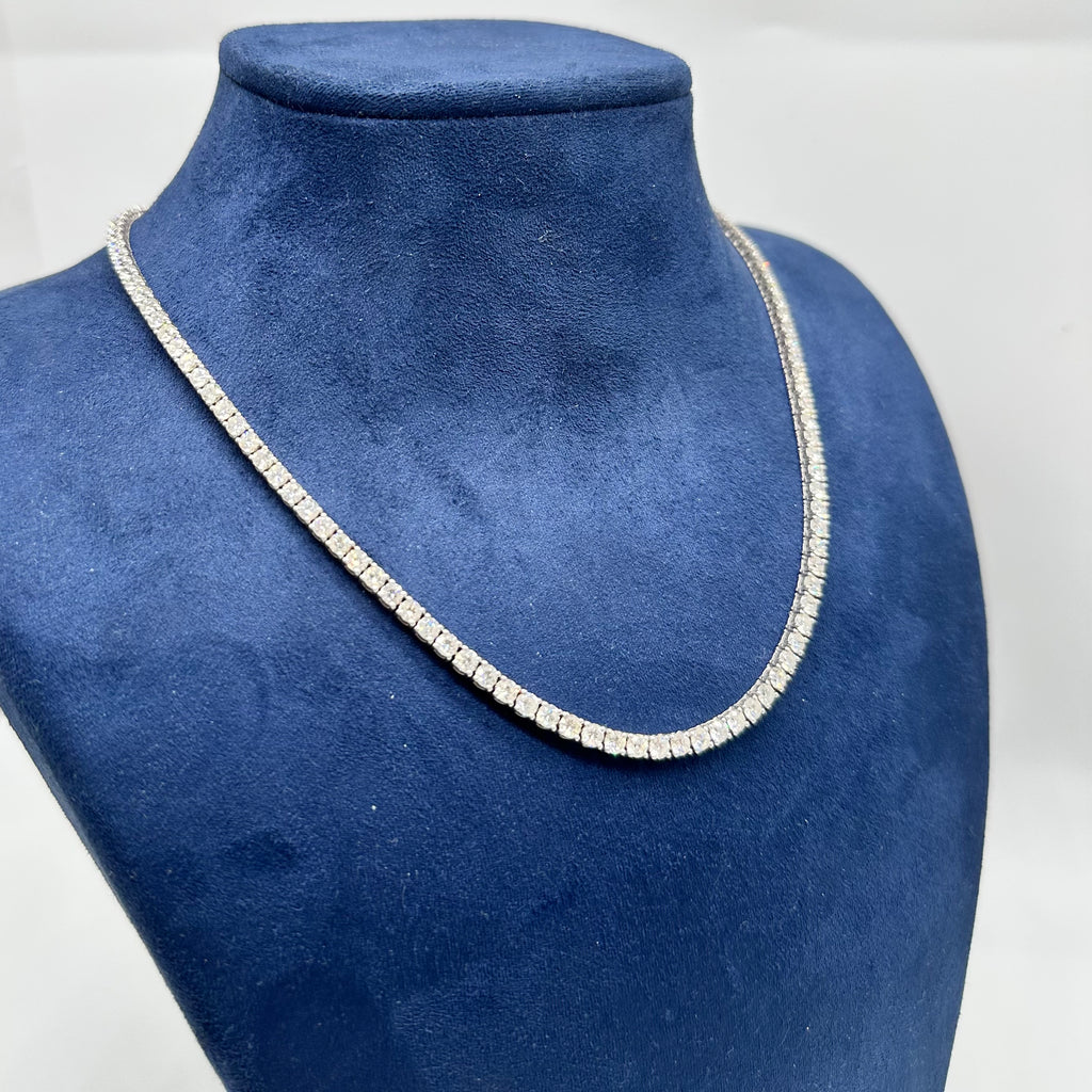 14K White Gold Diamond Tennis Necklace – 12.56 CT Diamonds, 16 Inches PJN5202B-002