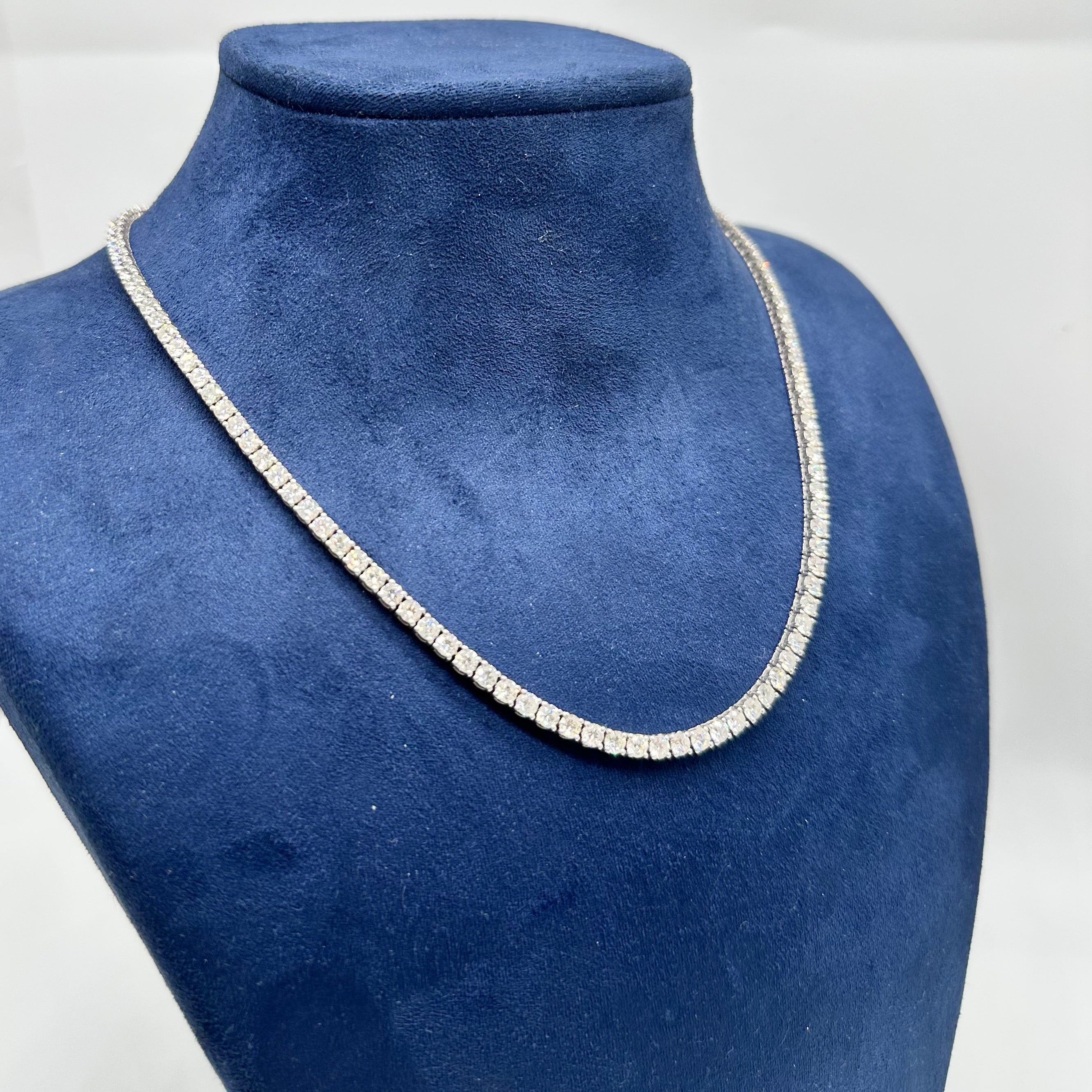 14K White Gold Diamond Tennis Necklace – 12.56 CT Diamonds, 16 Inches PJN5202B-002