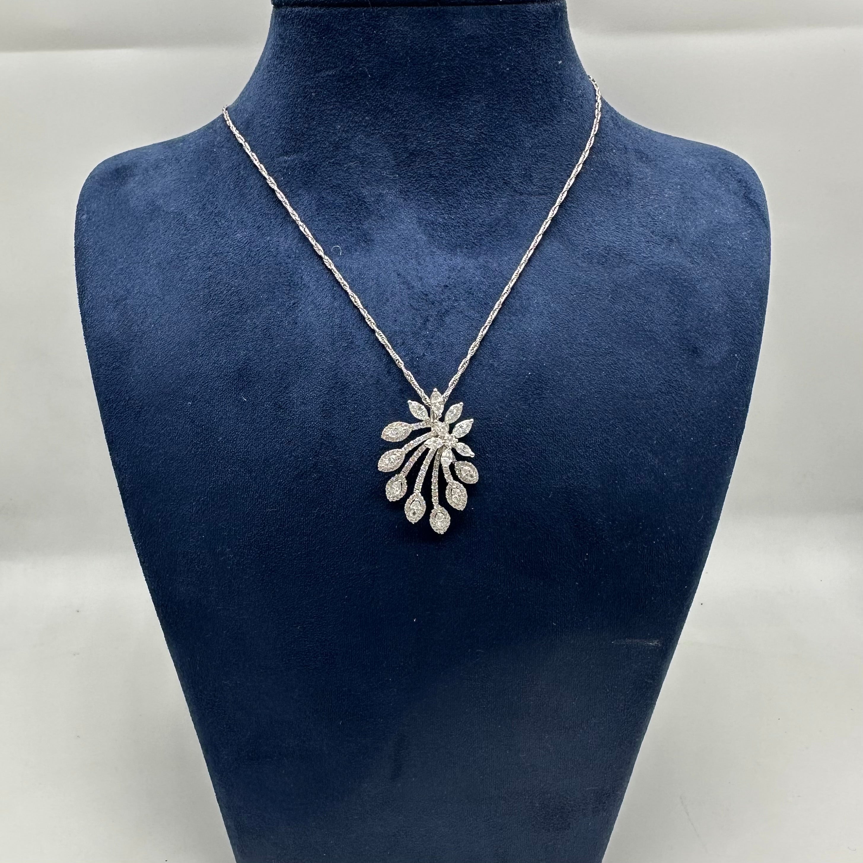 18K White Gold Diamond Pendant Necklace – 2.30 CT Diamonds GZJJ