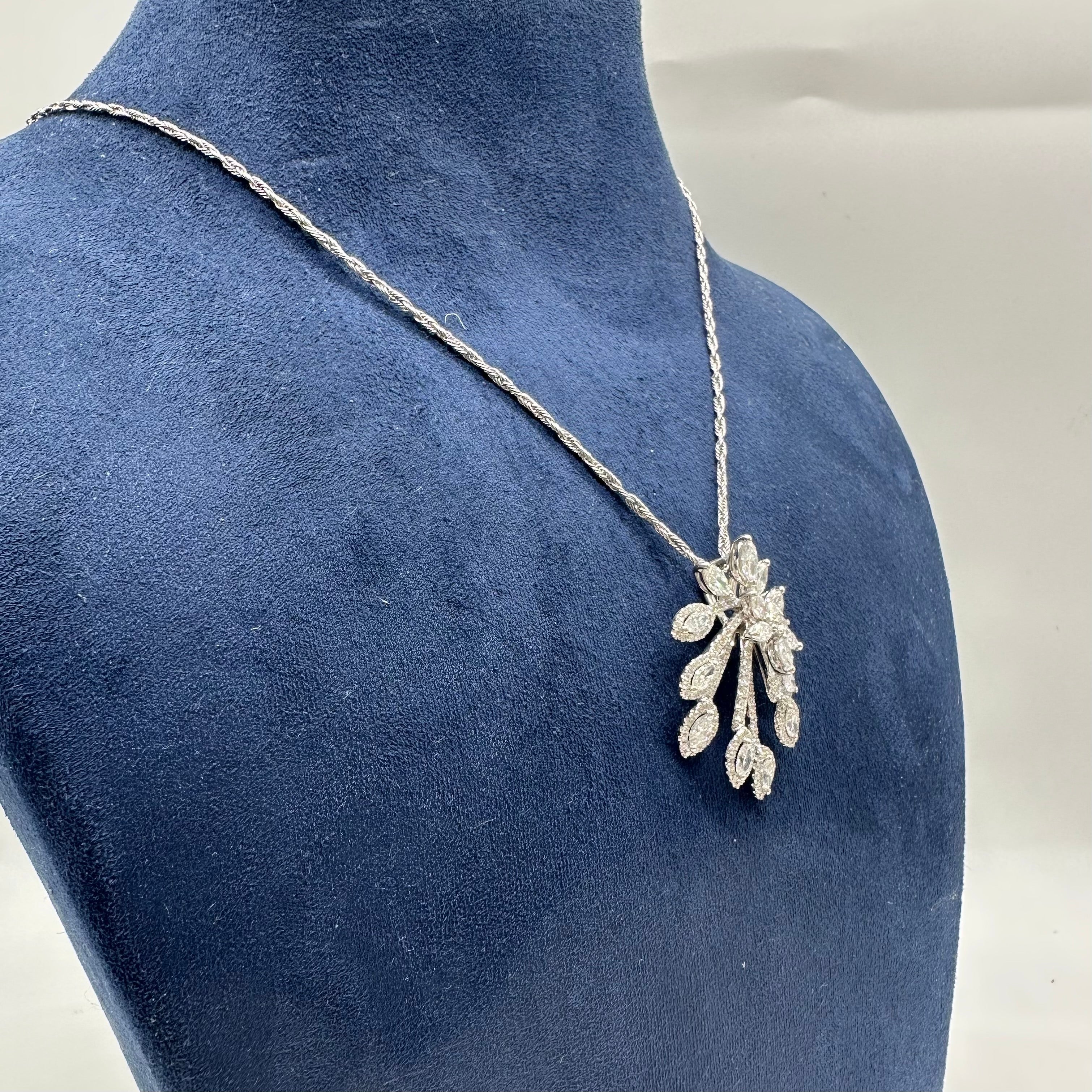 18K White Gold Diamond Pendant Necklace – 2.30 CT Diamonds GZJJ