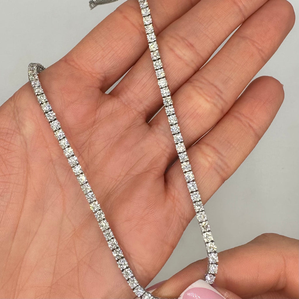 14K White Gold Diamond Tennis Necklace – 12.56 CT Diamonds, 16 Inches PJN5202B-002